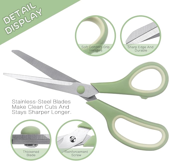 LONGKEY 8.5 Inch Scissors, All-Purpose, Soft Comfort-Grip, Ambidextrous - Image 3