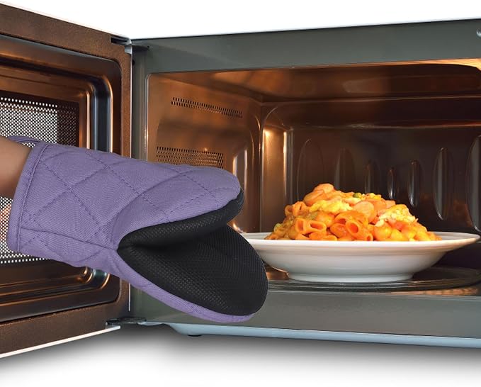 Short Oven Mitts, Heat Resistant 500°F, Silicone Grip Kitchen Gloves, Non-Slip - Image 7