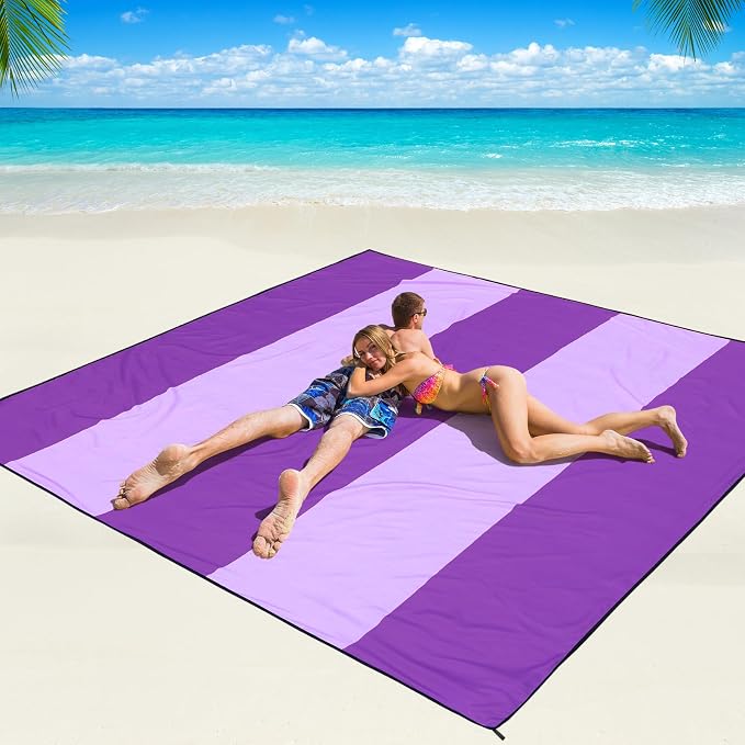 WIWIGO Beach Blanket Waterproof Sandproof Beach Mat 79" X 83"/10'x9'for 2-8 by WIWIGO