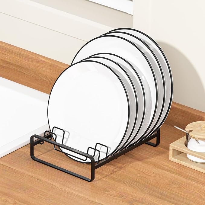 2 Pack Plate Holders Organizers 8 Slots Upright Cabinet Dish Drying Racks Metal - Image 5