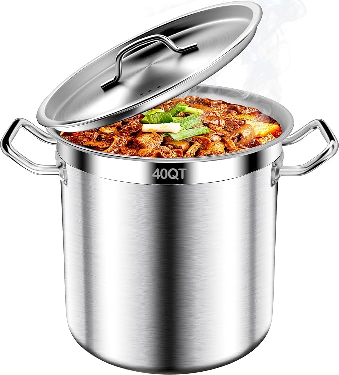 Stockpots-40QT Large Stock Pot Stainless Steel Stockpot by AUFETQ