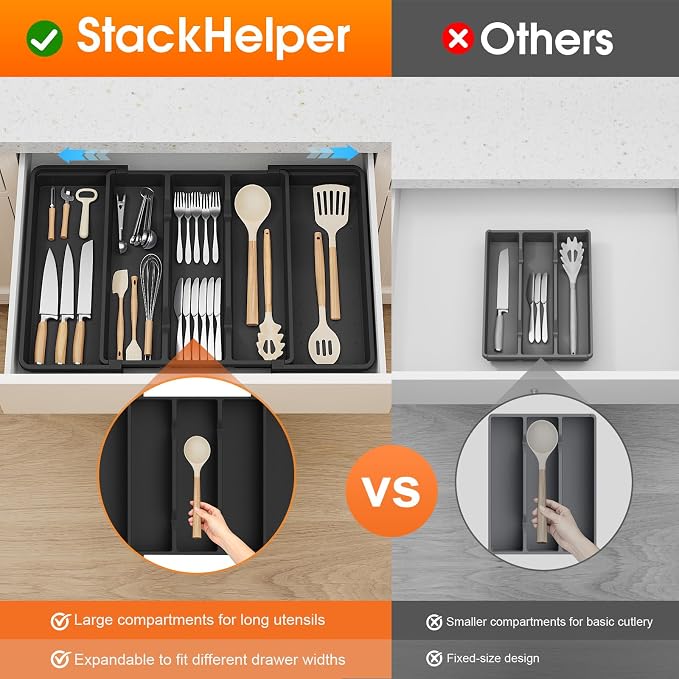 Silverware Organizer, Expandable Utensil Drawer Organizer - Image 6