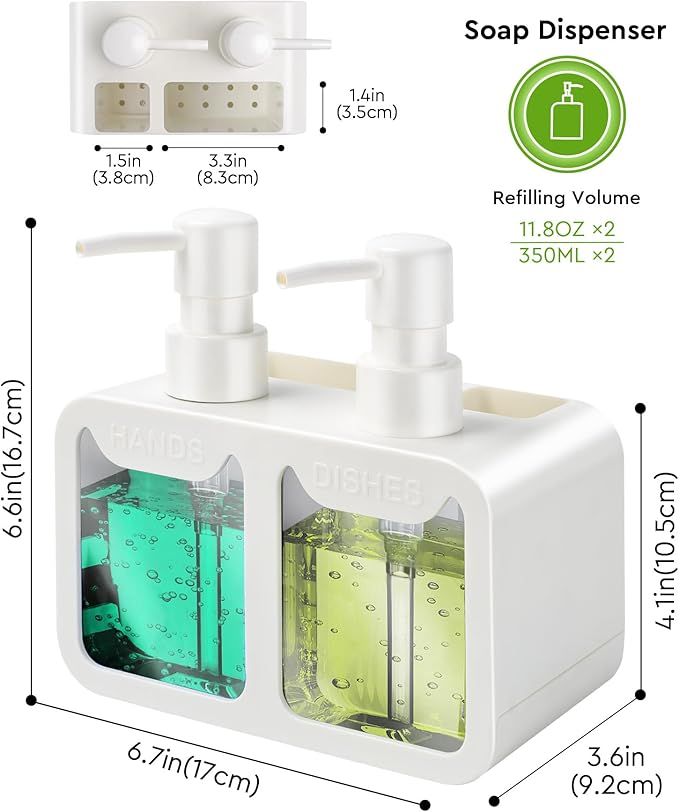 Kitchen Hand Soap and Dish Soap Dispenser Set, Dual Soap Dispenser - Image 6