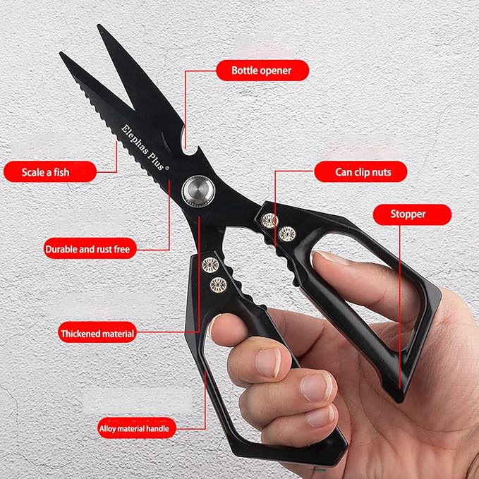 Multi-Purpose Rust Proof Kitchen Shears, Heavy Duty Meat Scissors, Dishwasher - Image 7