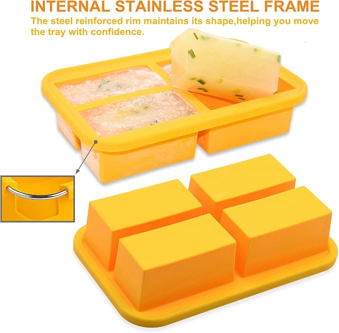 Bangp Silicone Freezer Tray for Soup Ice Cubes, 1-Cup Freezing Tray - Image 3