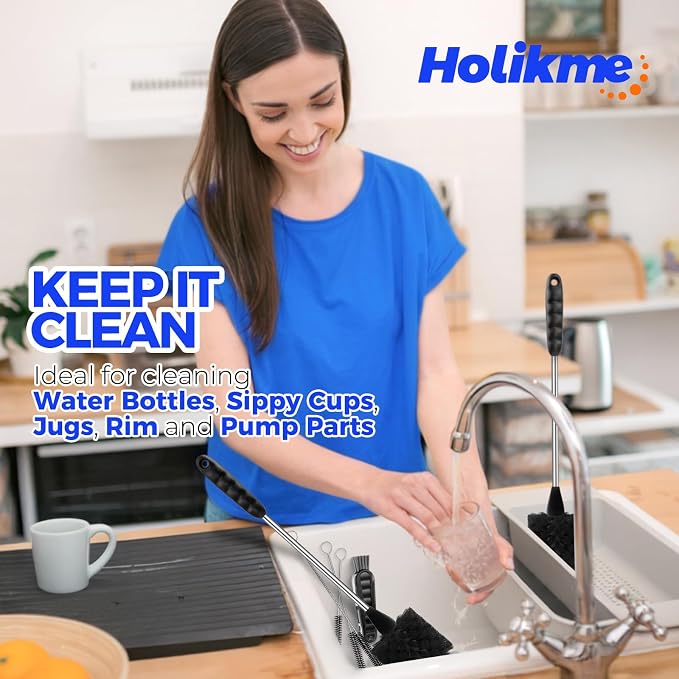 Holikme 6 Pack Bottle Brush Set, 3 Straw Brushes, 3-in-1 Bottle Cleaning Brush - Image 7