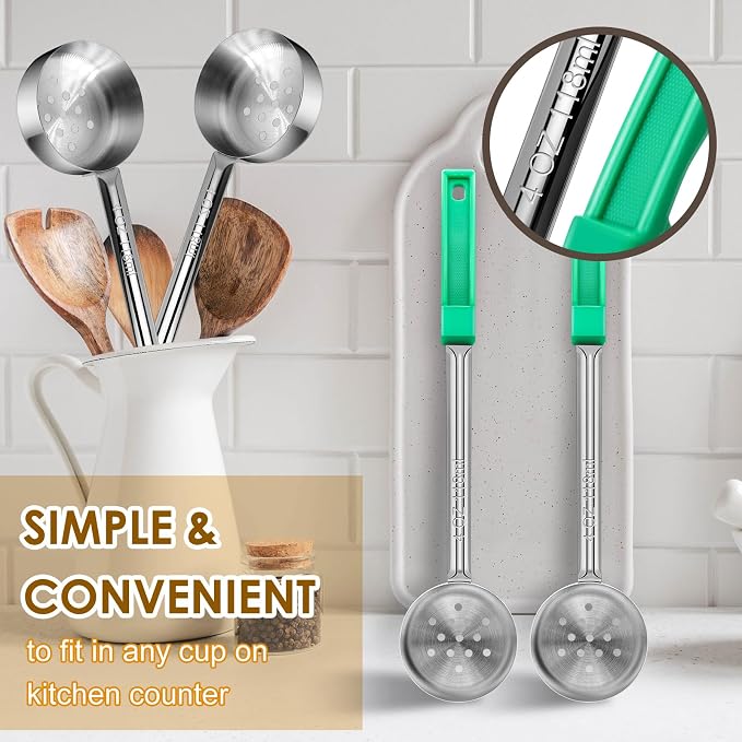 4 Ounce Stainless Steel Perforated Portion Control Ladle Spoon - Image 4