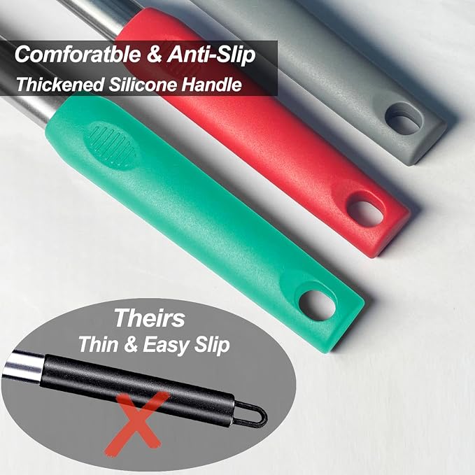2 Pack Spatulas, Solid & Slotted Silicone Spatula Set, Stainless Steel Handle - Image 7