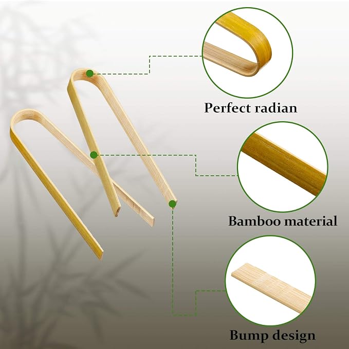 Patelai 90 Pieces Mini Bamboo Tongs Long Toast Tongs Disposable Wooden Cooking - Image 3