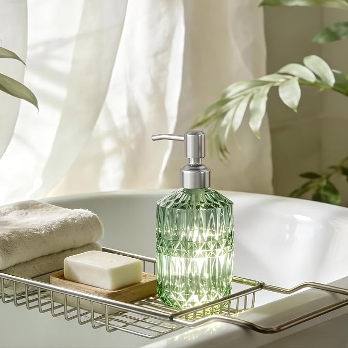 AmazerBath Soap Dispenser, 2 Pack Green Glass Soap Dispenser - Image 7