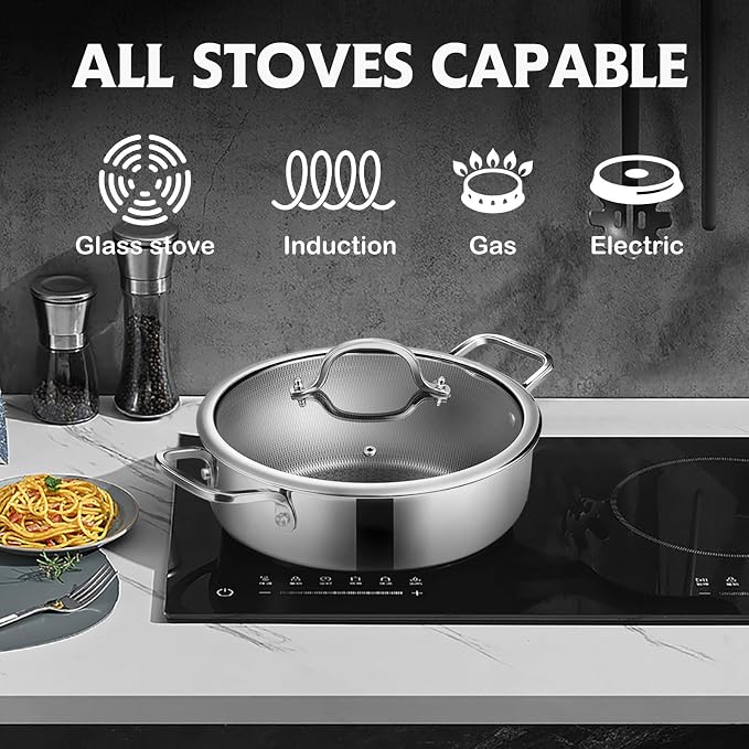 Saute Pan Set, Hybrid Non Stick 5 Quart Everyday Braiser pan, 10 inch skillet - Image 6