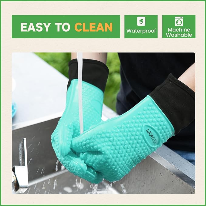 GEEKHOM BBQ Gloves Heat Resistant Oven Mitts - Image 3