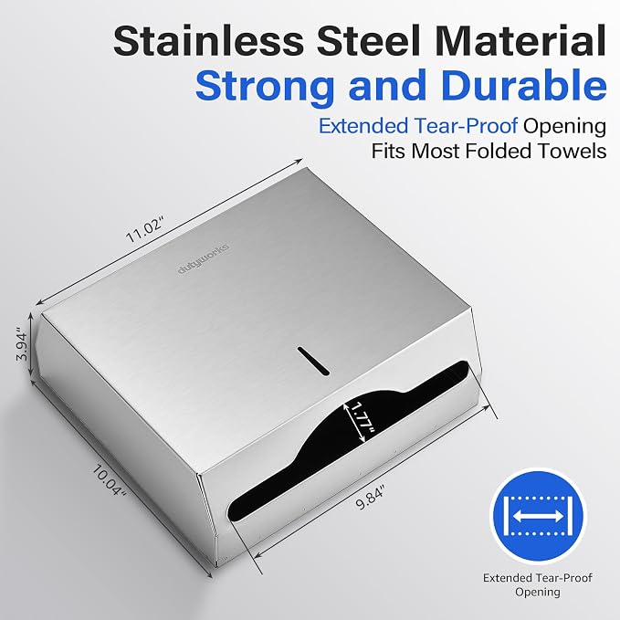 Commercial Paper Towel Dispenser Wall Mount, Stainless Steel C-Fold Multifold - Image 2