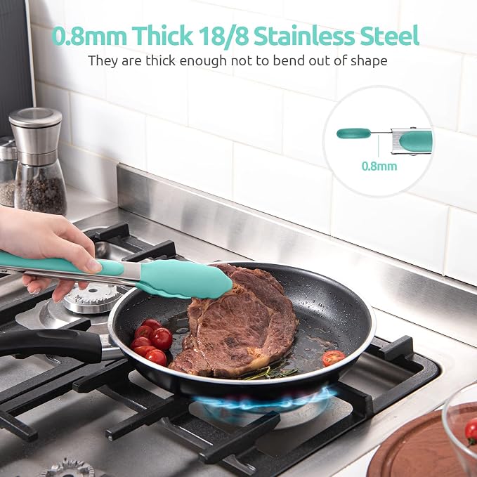 600ºF Heat Resistant Kitchen Tongs: U-Taste 9 inch Silicone Cooking Tong - Image 5