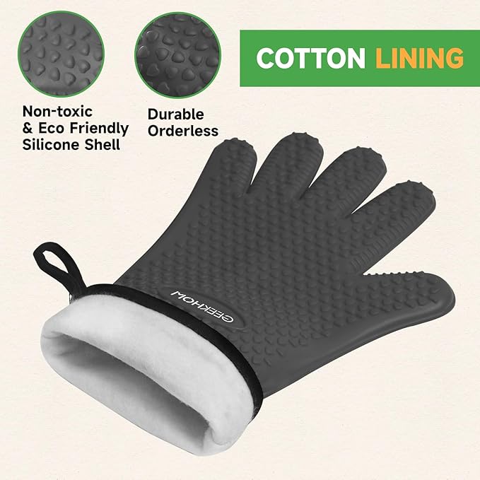 GEEKHOM BBQ Gloves Heat Resistant Oven Mitts - Image 6