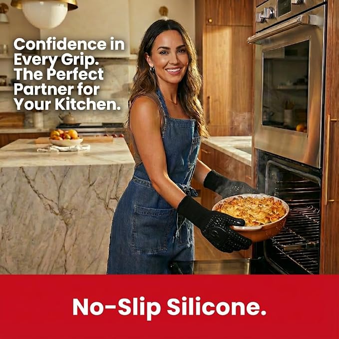 BBQ & Grill Gloves, Oven Gloves, 1472°F Silicone Oven Mitts Heat Resistant - Image 6