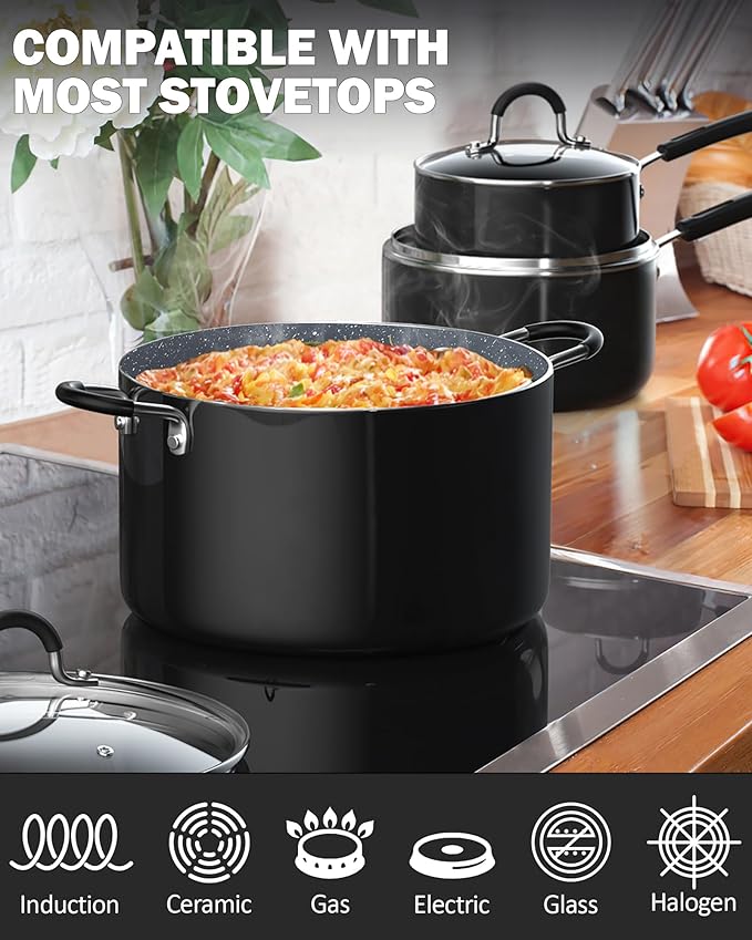 Cook N Home Pots and Pans Nonstick Kitchen Cookware Sets include Saucepan - Image 3