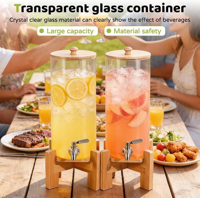 MOBYKE 2 PCS 1.6 Gallon Drink dispenser, Large Water Glass Beverage Dispenser - Image 4