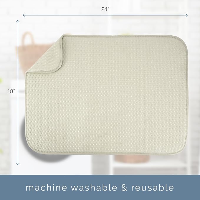 S&T INC. Dish Drying Mat XL, 18” x 24”, Absorbent Microfiber Kitchen Counter Mat - Image 7
