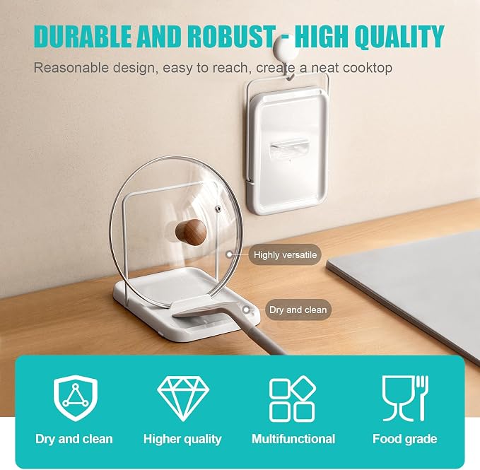 Pot Lid Holder with Spoon Rest for Stove Top and Kitchen Counter, Foldable Pot - Image 4
