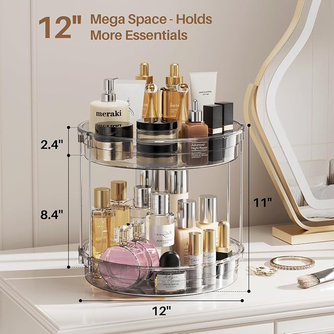 LAMU 12 inch 2 Tier Lazy Susan Turntable Organizer Rotating Spice Rack - Image 3