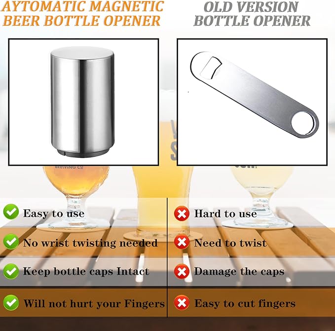 Premium Automatic Beer Bottle Opener, No Damage to Caps, Portable Push Down and - Image 3