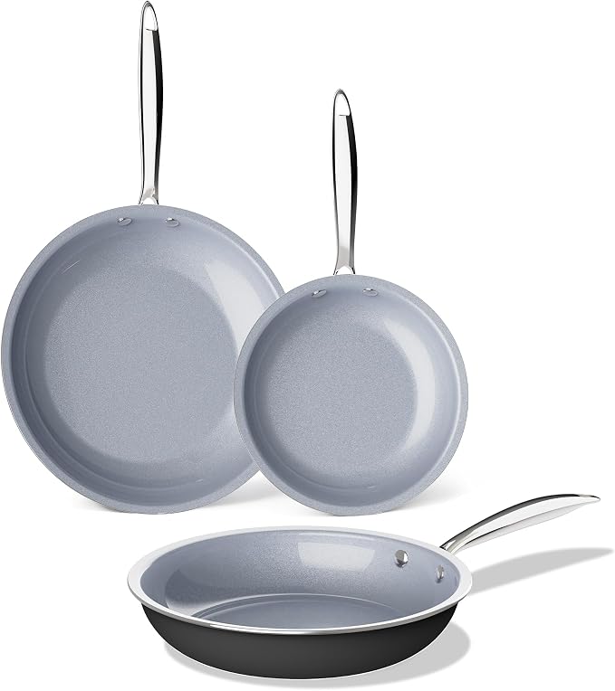KITEXPERT Non Stick Frying Pans Set, Titanium Ceramic Pan Skillet Set Non Toxic - Image 8