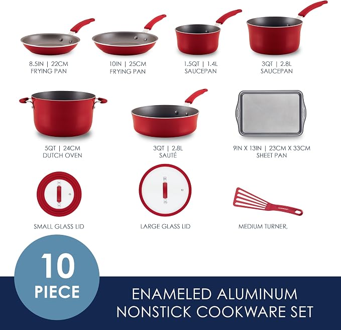 Rachael Ray Cook + Create Nonstick Cookware/Pots and Pan Set, 10 Piece - Image 5