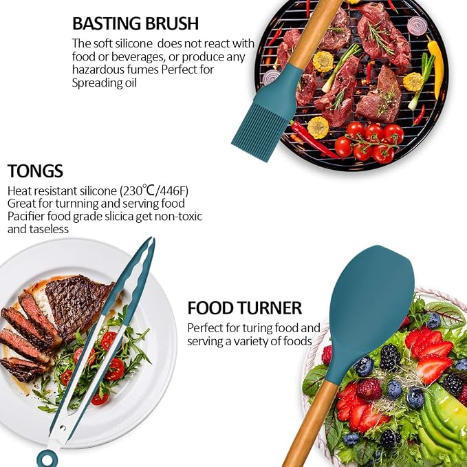 Umite Chef Kitchen Cooking Utensils Set, Silicone Kitchen Gadgets Utensil Set - Image 2