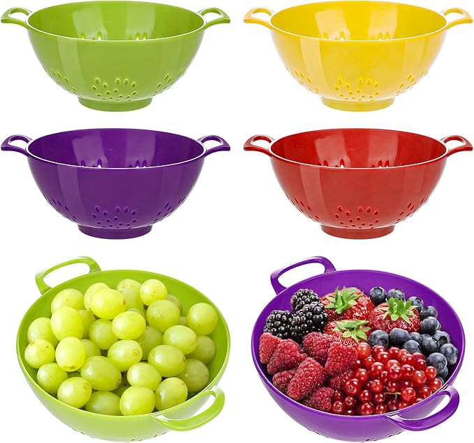 4 Pack Small Colander for Kitchen Mini Plastic Strainer Dish Safe for Veggies by Mwellewm