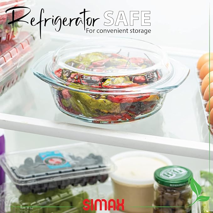 Simax Casserole Dish with Lid, 2 Quart Round Glass Casserole Dishes - Image 5
