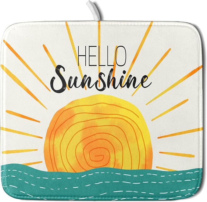 Summer Seaside Sunset over Sea Dish Drying Mat by Anyako