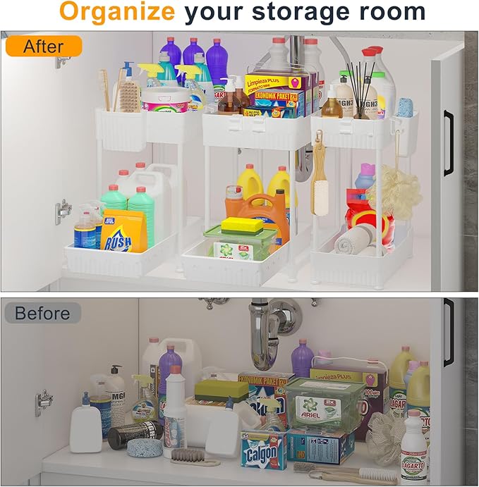 Sevenblue 3 Pack Under Sink Organizers, 2-Tier Multi-Use Kitchen and Bathroom - Image 3