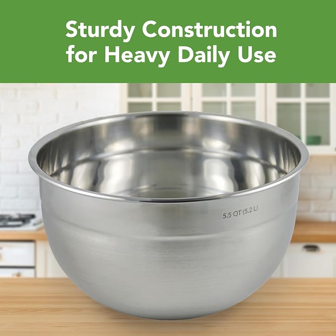 Tovolo Large Stainless Steel Mixing Bowl 5 Quart Metal Mixing Bowl - Image 2