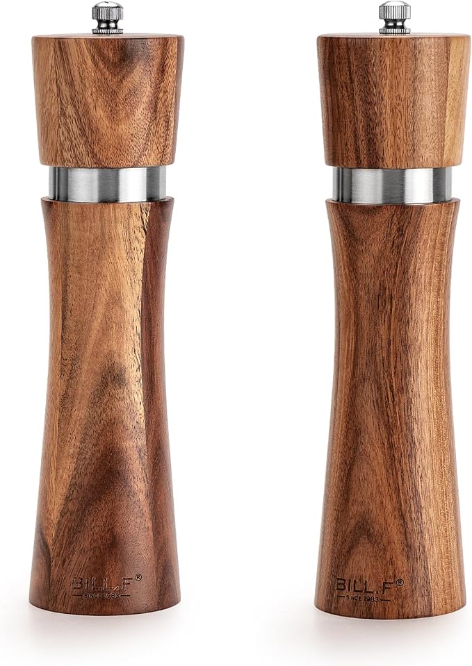 Pepper Grinder, Wood Salt and Pepper Grinder Mills Sets, Acacia Wood Manual by BFBILLFSINCE1983
