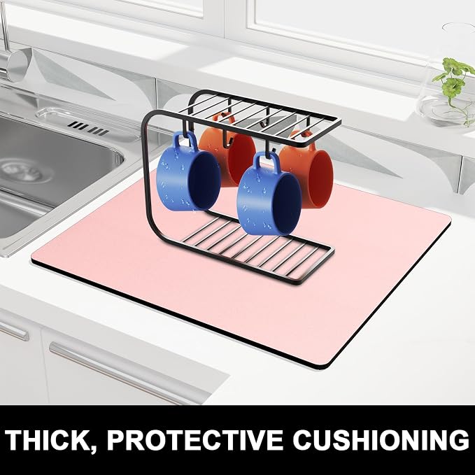 Rnivvi Dish Drying Mat for Kitchen Counter, 16 x 18" Cute Absorbent Heat - Image 2