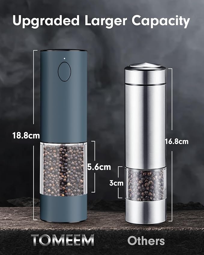 TOMEEM Upgraded Larger Capacity Electric Salt and Pepper Grinder Set - Image 6