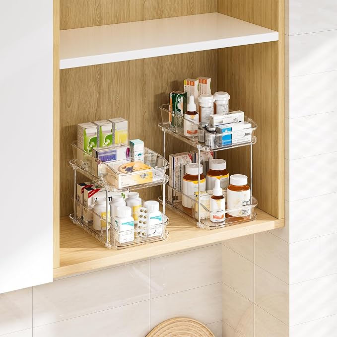 Delamu 2-Tier Under Sink Organizers and Storage, Pull Out Kitchen Pantry - Image 7