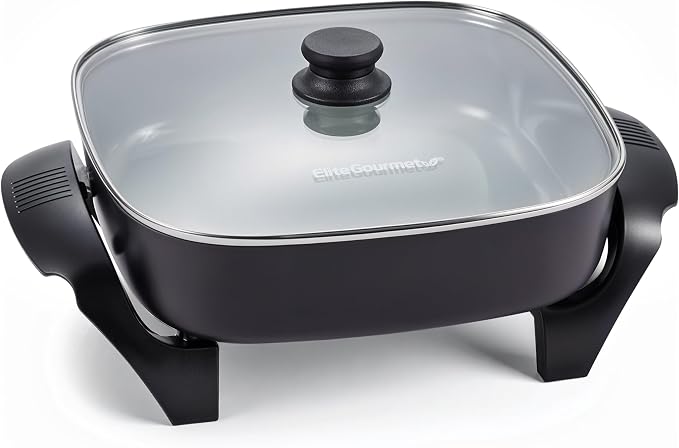 Elite Gourmet 12" x 12" x 3" Ceralast™ PFAS Free Ceramic Electric Skillet by EliteGourmet