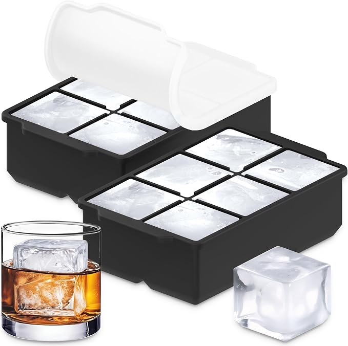 KitchFort Large Silicone Ice Cube Tray, Easy Release 2" Big Ice Cubes by KitchFort