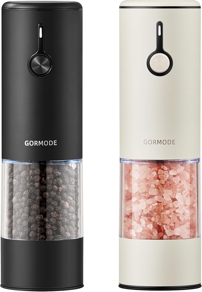 Stainless Steel Rechargeable Electric Salt and Pepper Grinder Set, USB Charging by GORMODEOfficial