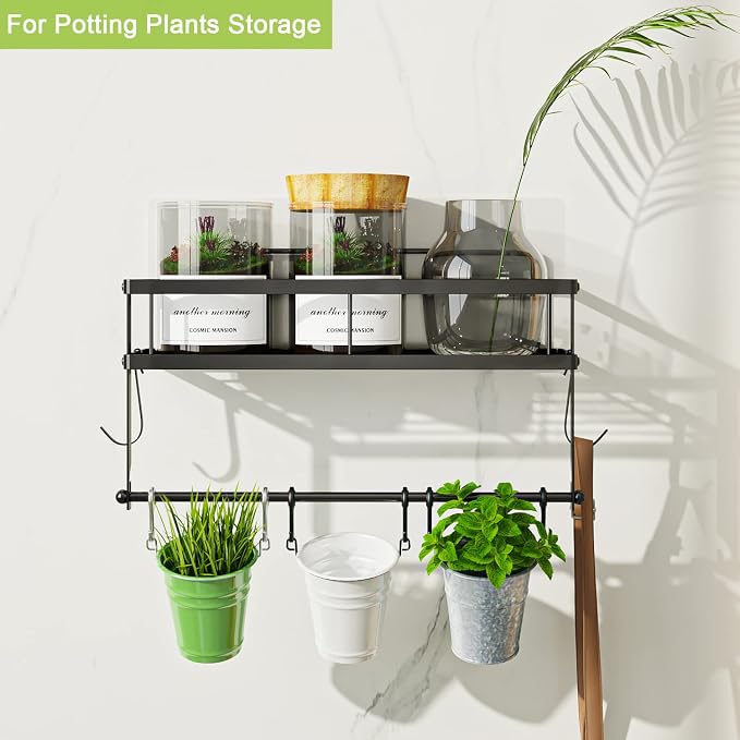 ESOW Paper Towel Holder with Shelf Storage, Adhesive Wall Mount 2-in-1 Basket - Image 7