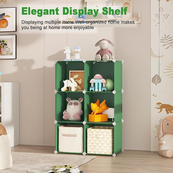 C&AHOME 6-Cube Storage Organizer, Stackable Storage Cubes Shelves, Portable - Image 5