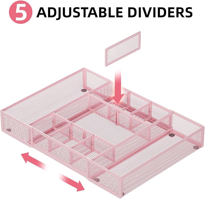 Marbrasse Expandable Desk Drawer Organizer, Mesh Tray - Image 3