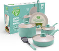 GreenLife 8 Piece Nonstick Cookware Set, Non-Toxic PFAS-Free Ceramic Pots & Pans by GreenLife