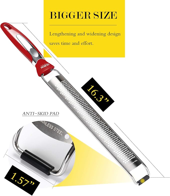 Ourokhome Kitchen Lemon Zester, Stainless Steel Hand Held Parmesan Cheese Grater - Image 4