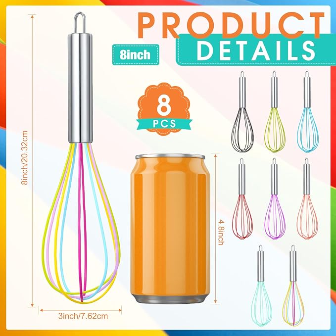 Domensi 8 Pcs 8 Inch Whisks Bulk - Image 2
