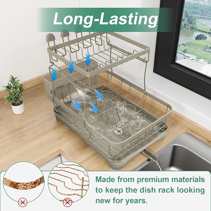 Dish Drying Rack, 2-Tier Dish Drying Rack - Image 4