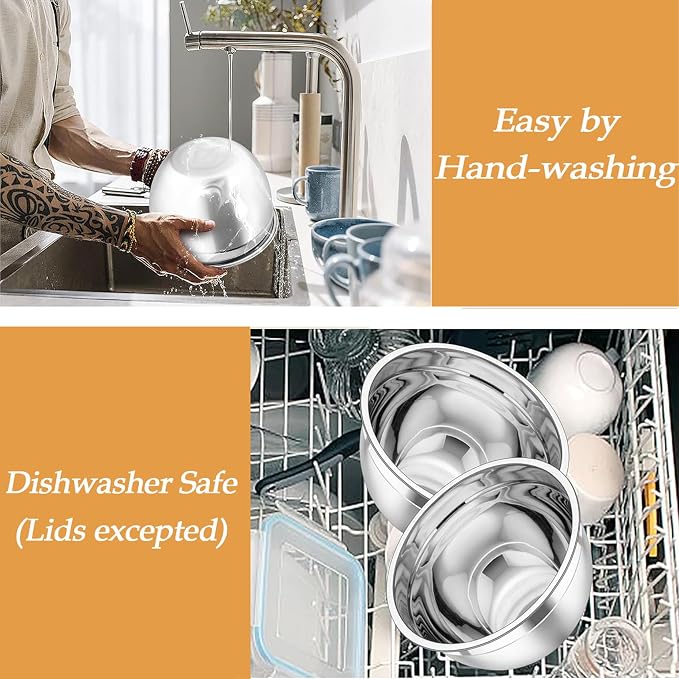 TeamFar Mixing Bowls, Stainless Steel Nesting Salad Bowls - Image 5