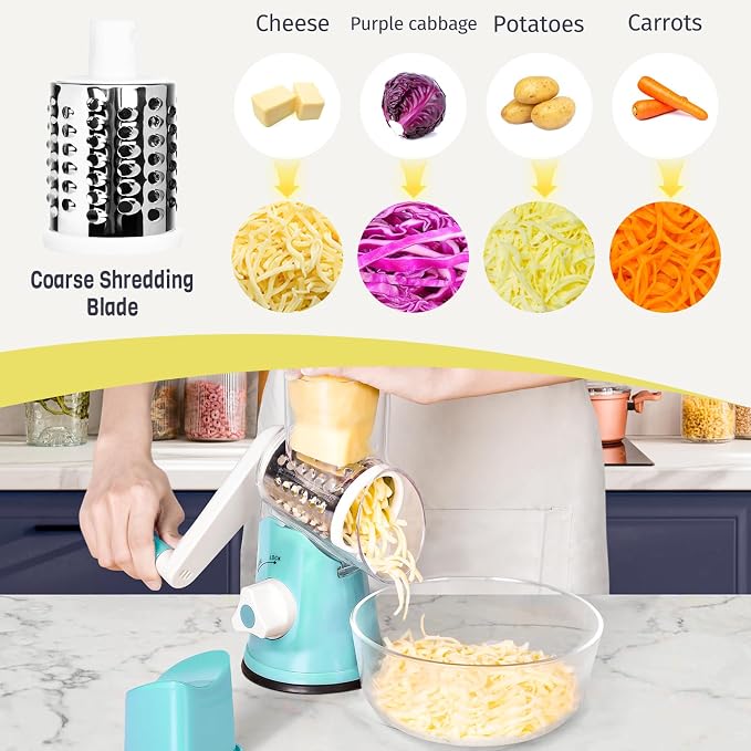 X Home Rotary Cheese Grater for Kitchen, Shredder - Image 4
